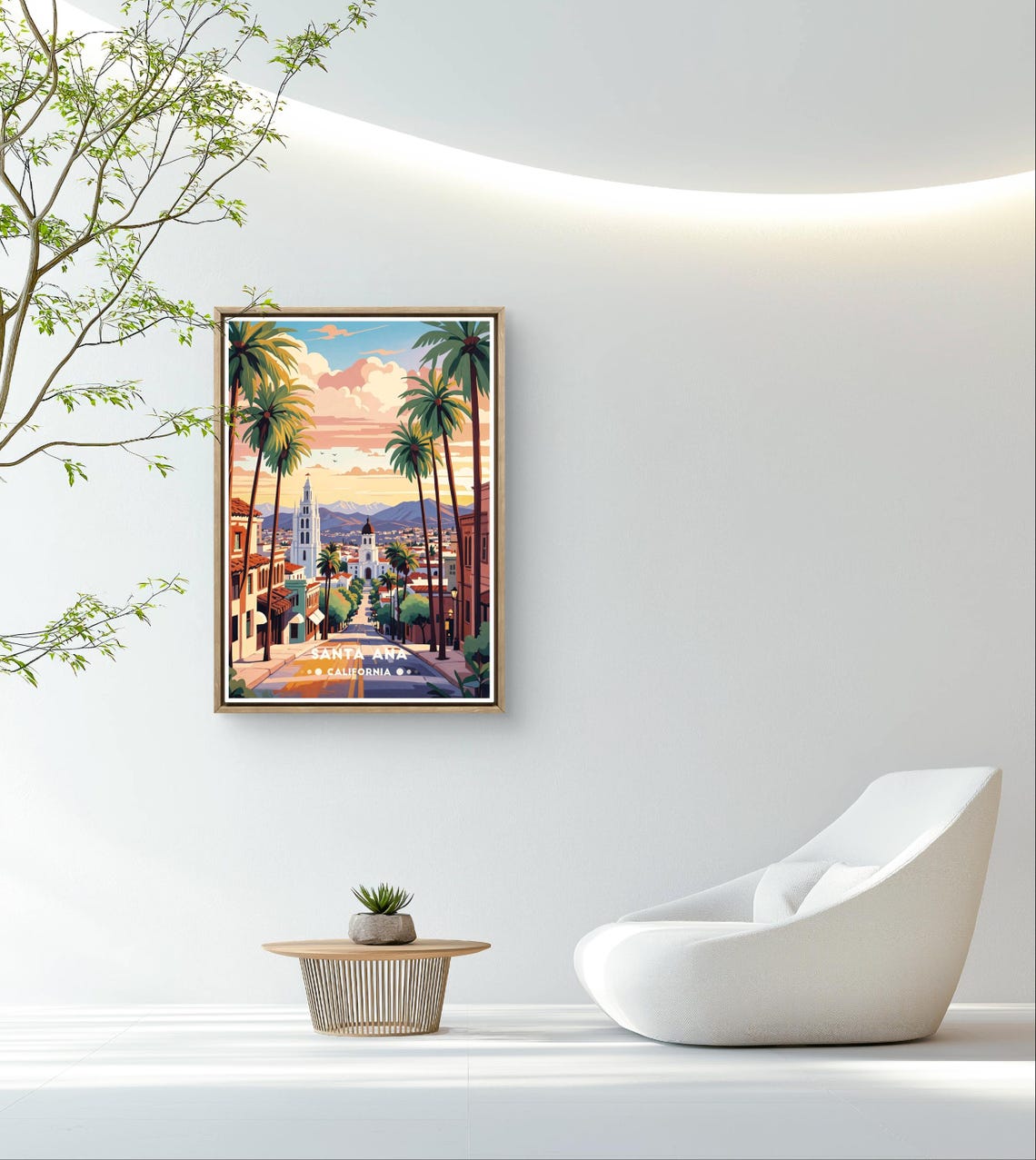 Santa Ana Poster California City Print Palm Tree Street Art Retro Urban Poster Santa Ana Wall Decor Scenic Sunset View Southern Ca Art - Image 4
