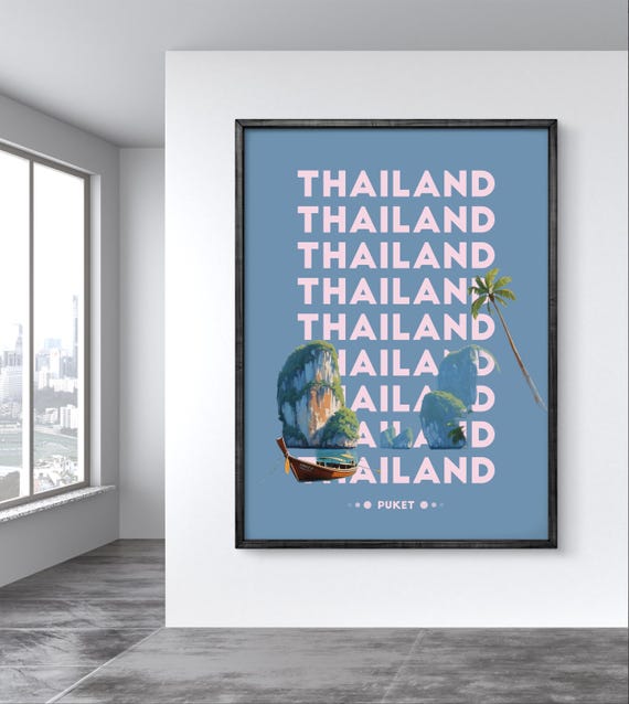 Thailand Poster, Phuket Tropical Beach Travel Poster