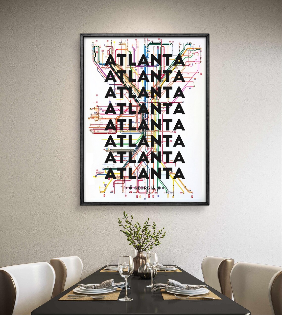 Atlanta Georgia Transit Map, Modern City Decor - Image 2