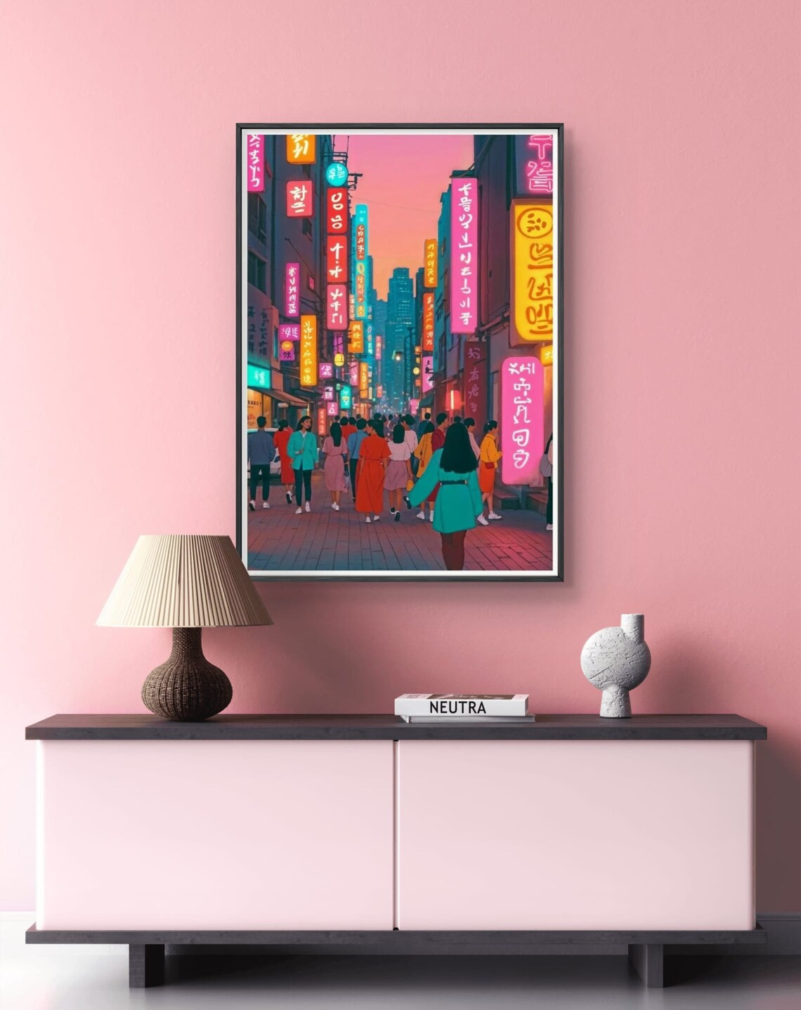 Seoul Neon Street Night City Lights South Korea Travel Poster - Image 2