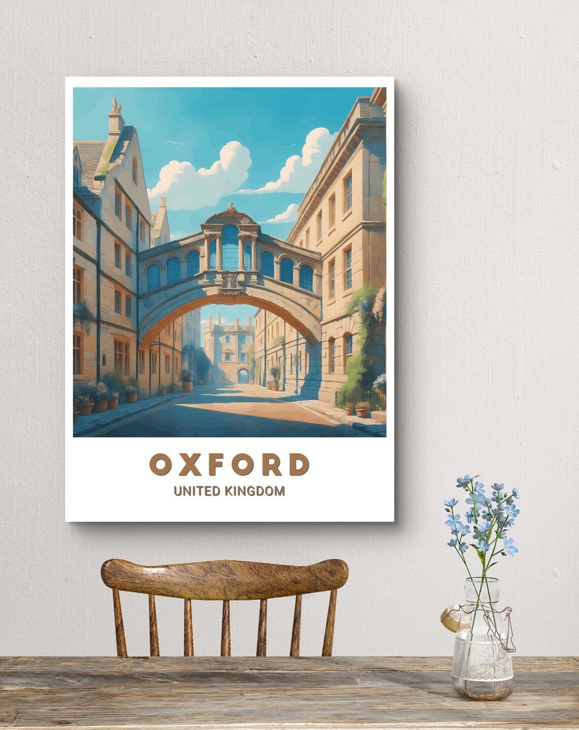 Oxford United Kingdom Bridge of Sighs Historic Street Art Poster - Image 2