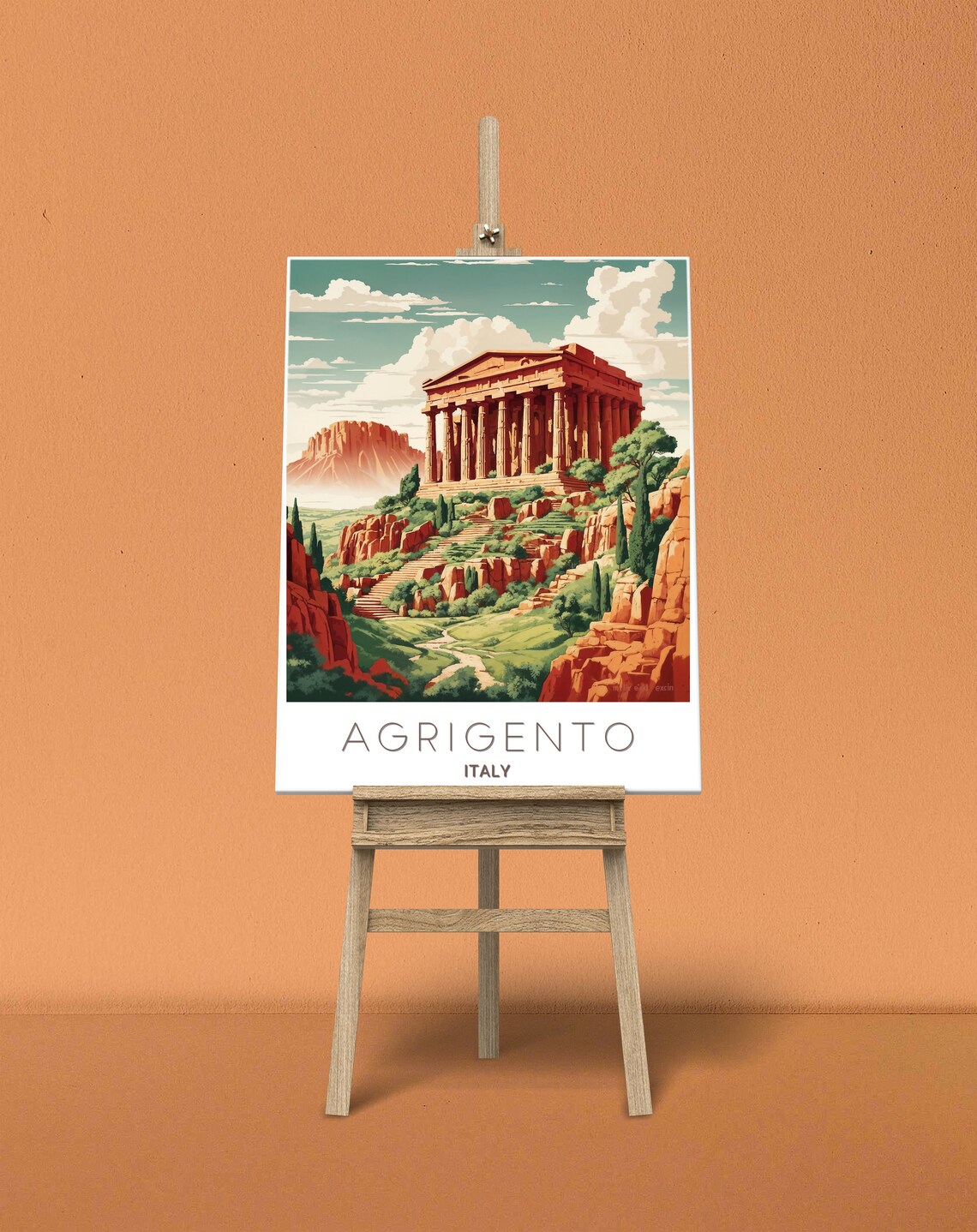 Agrigento Italy Greek Temple Valley Ruins Landscape View Travel Poster - Image 2
