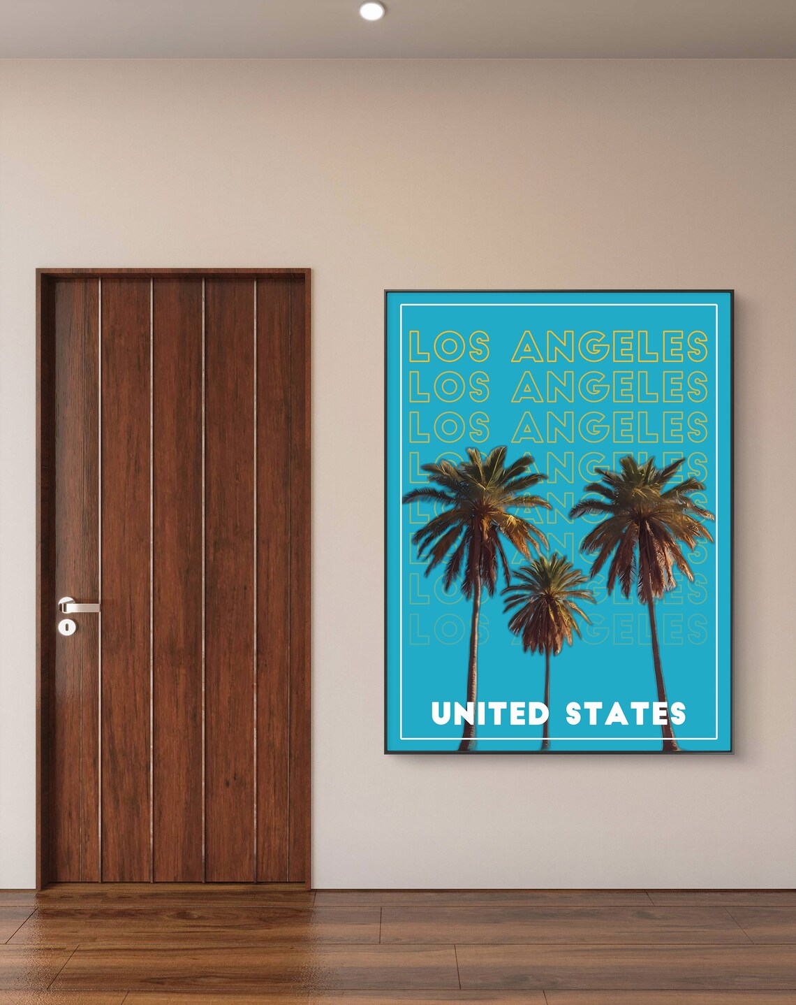 Los Angeles United States Turquoise Palm Tree Typography Poster - Image 2