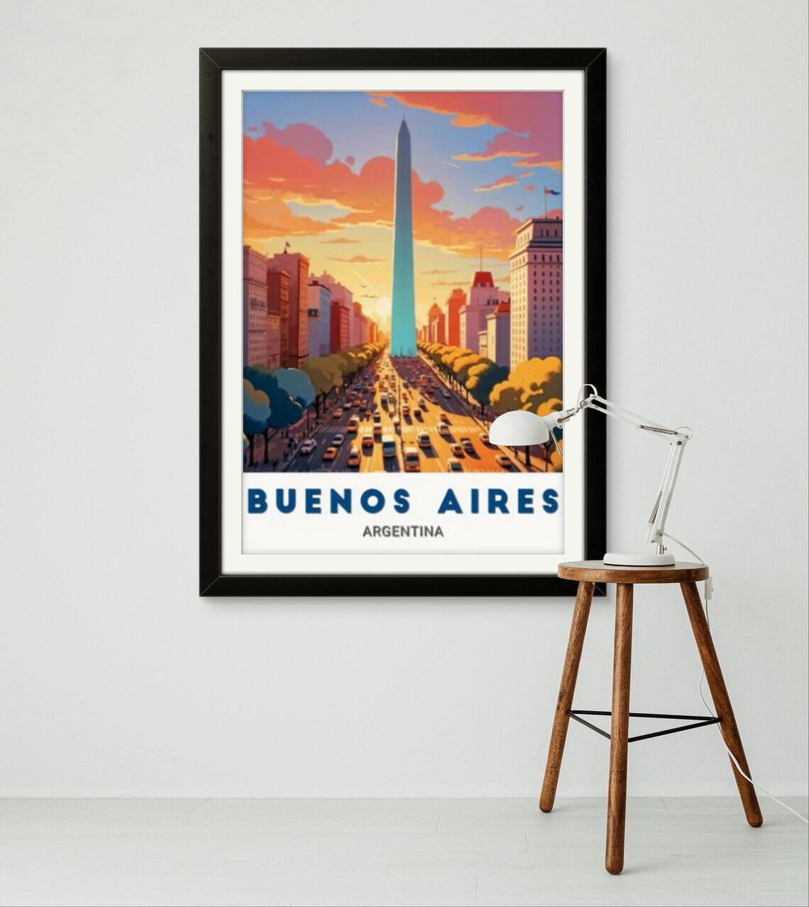 Buenos Aires Obelisk Illustrated Vintage Avenue Travel Poster - Image 2