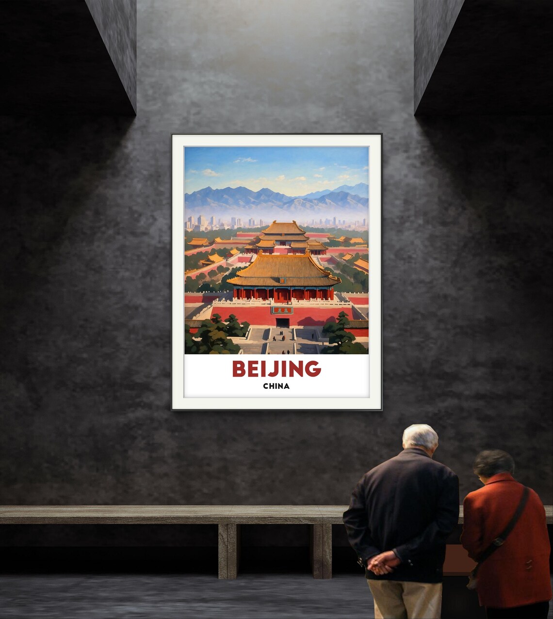 Beijing China Forbidden City Golden Roofs Aerial View Travel Poster - Image 2