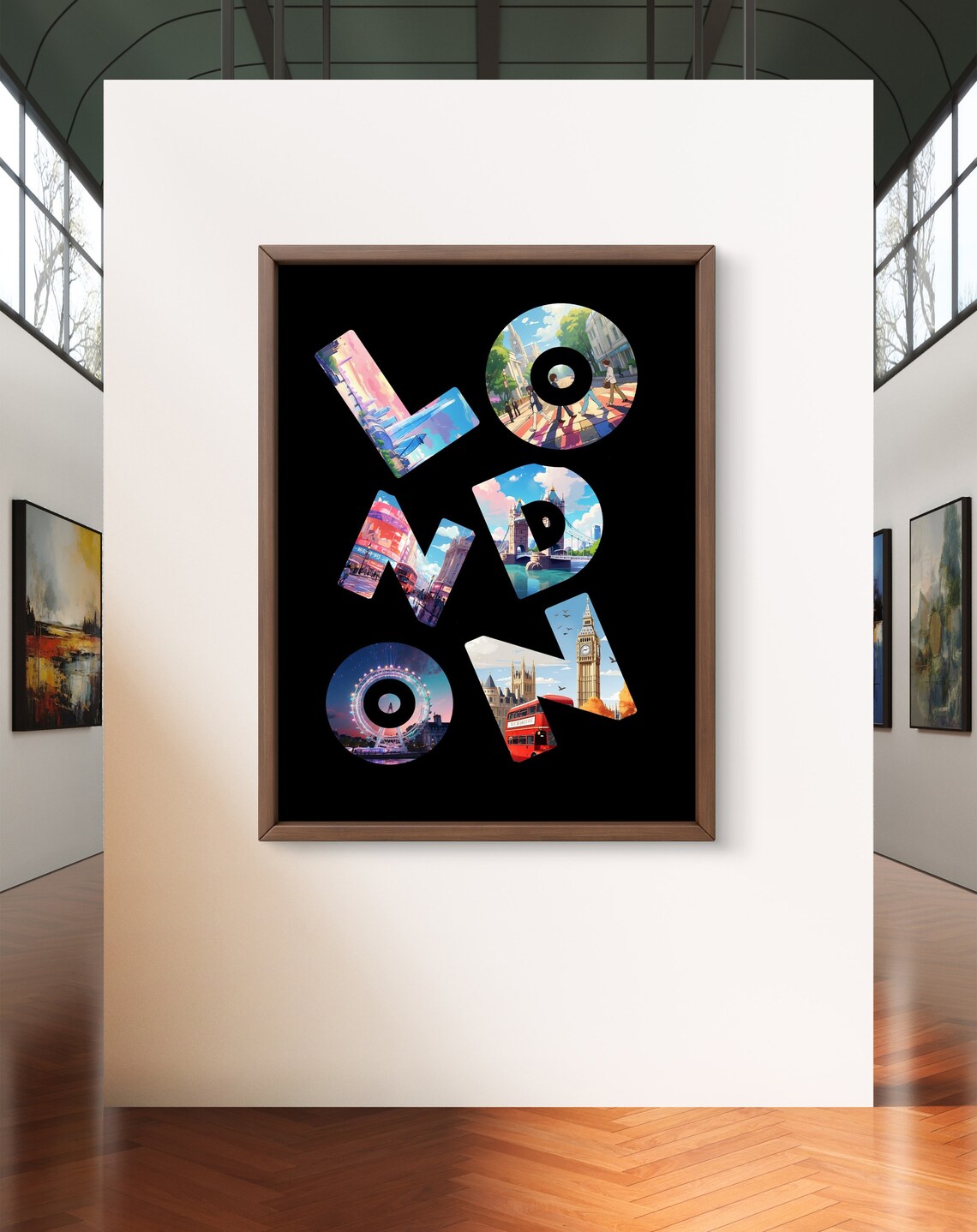 London Landmark Letters Big Ben Tower Bridge City Art Poster - Image 2