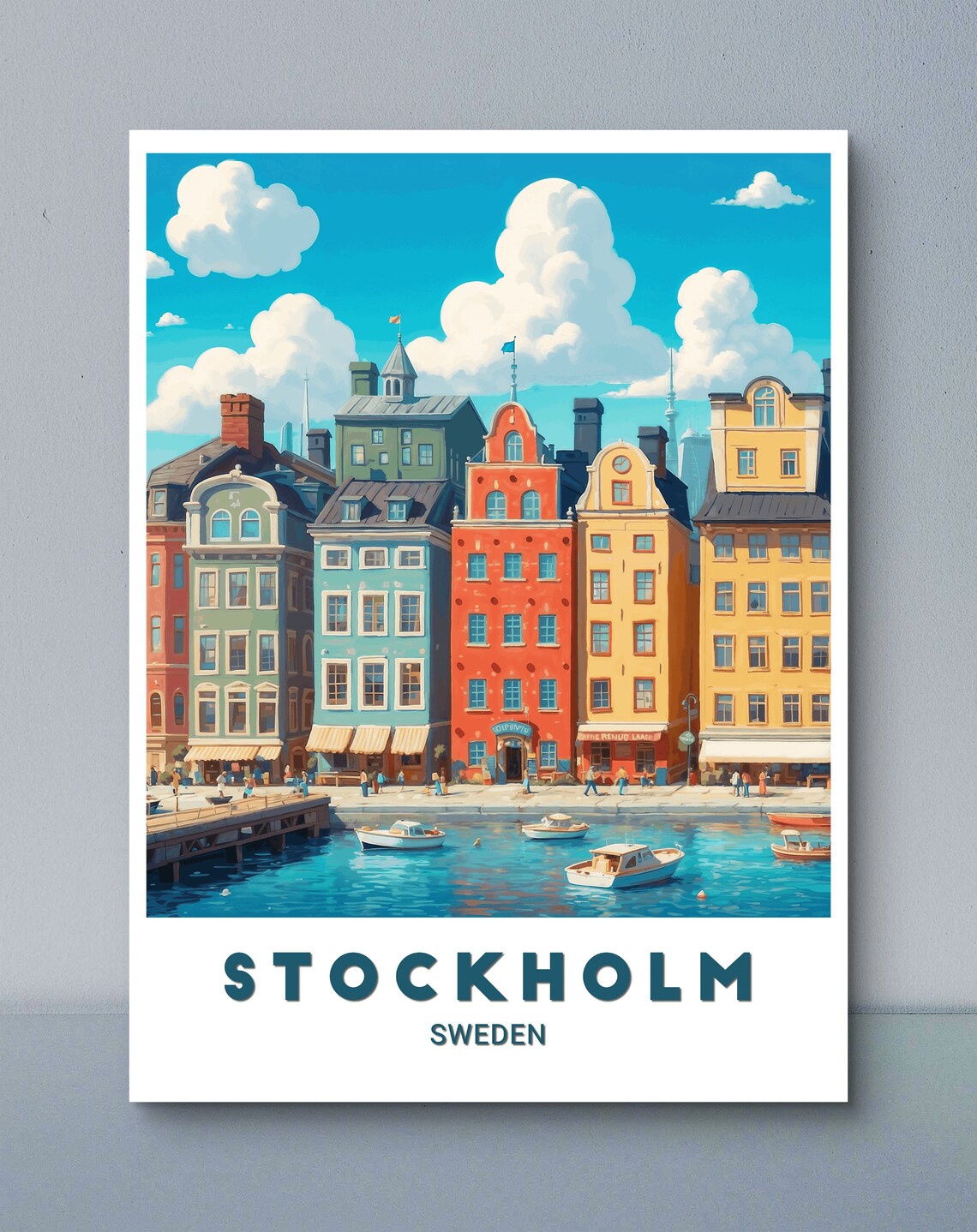 Stockholm Poster Vibrant Colors Of The Historic Gamla Stan Perfect Scandinavian Wall Art For Home Decor And Travel Enthusiasts - Image 2