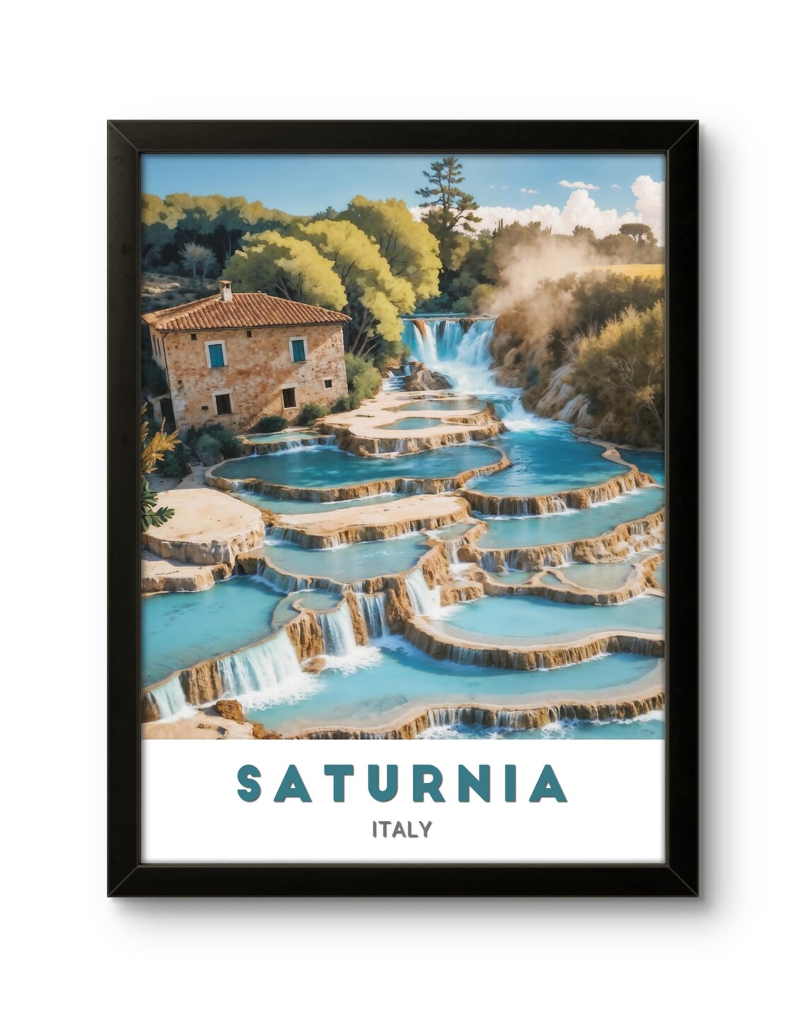 Saturnia Italy Thermal Waterfall Cascading Pools Hot Springs Poster