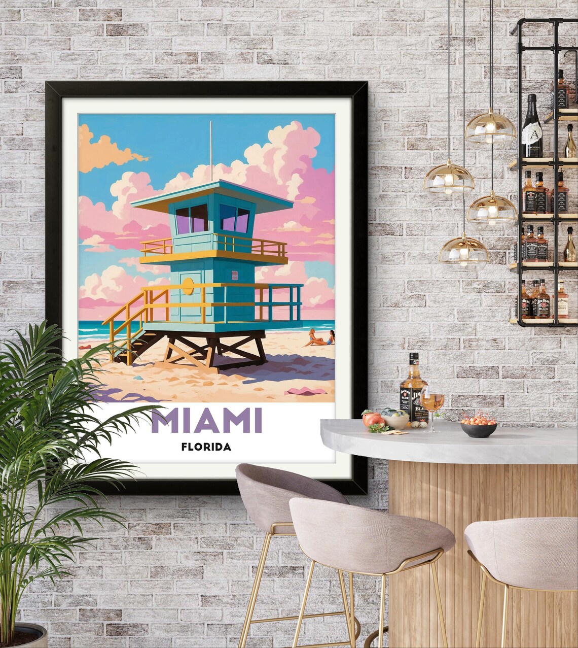 Miami Poster, Iconic Lifeguard Tower Beach Scene - Image 4