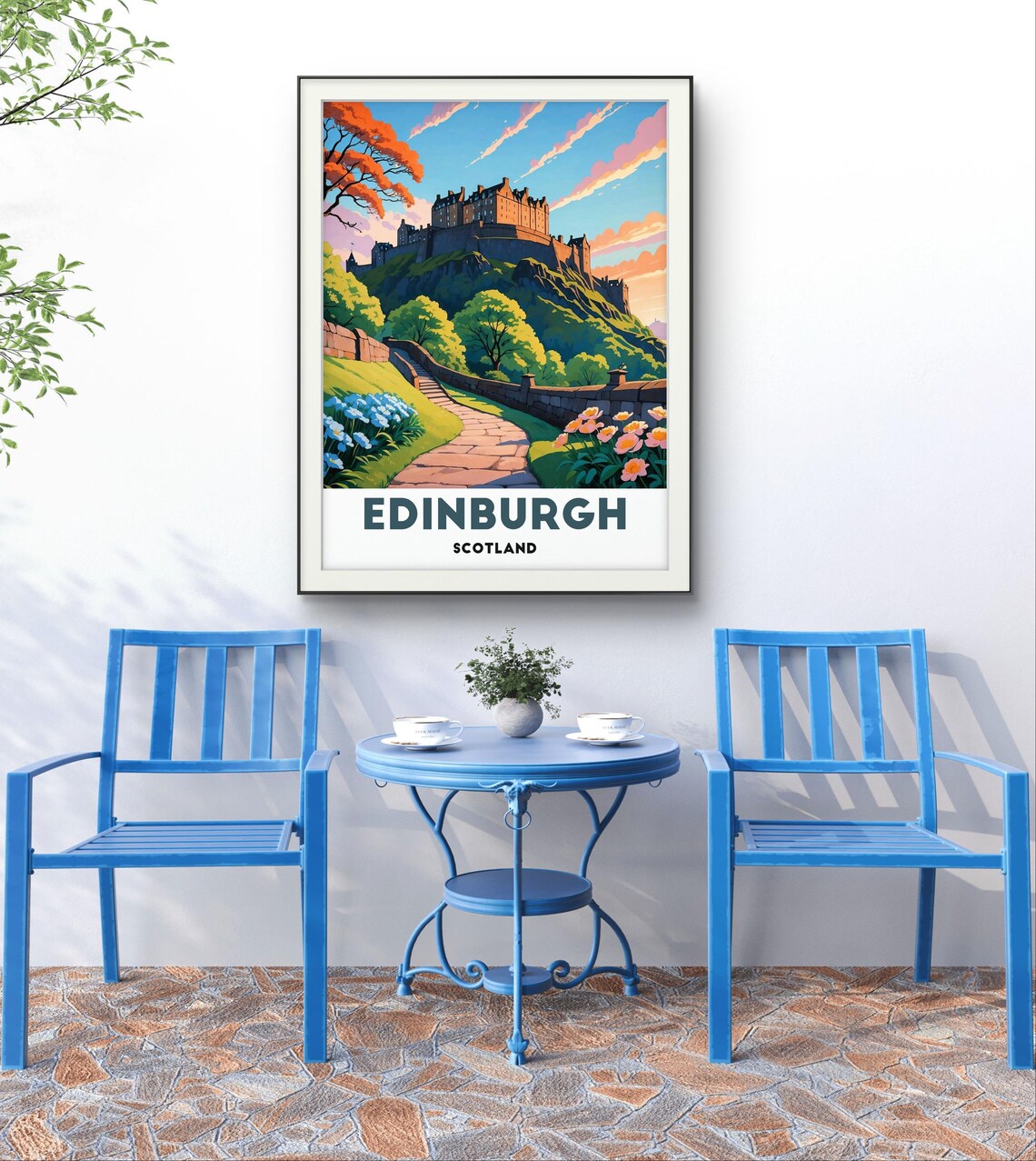 Edinburgh Scotland Castle on the Hill at Sunset With Gardens Poster - Image 2