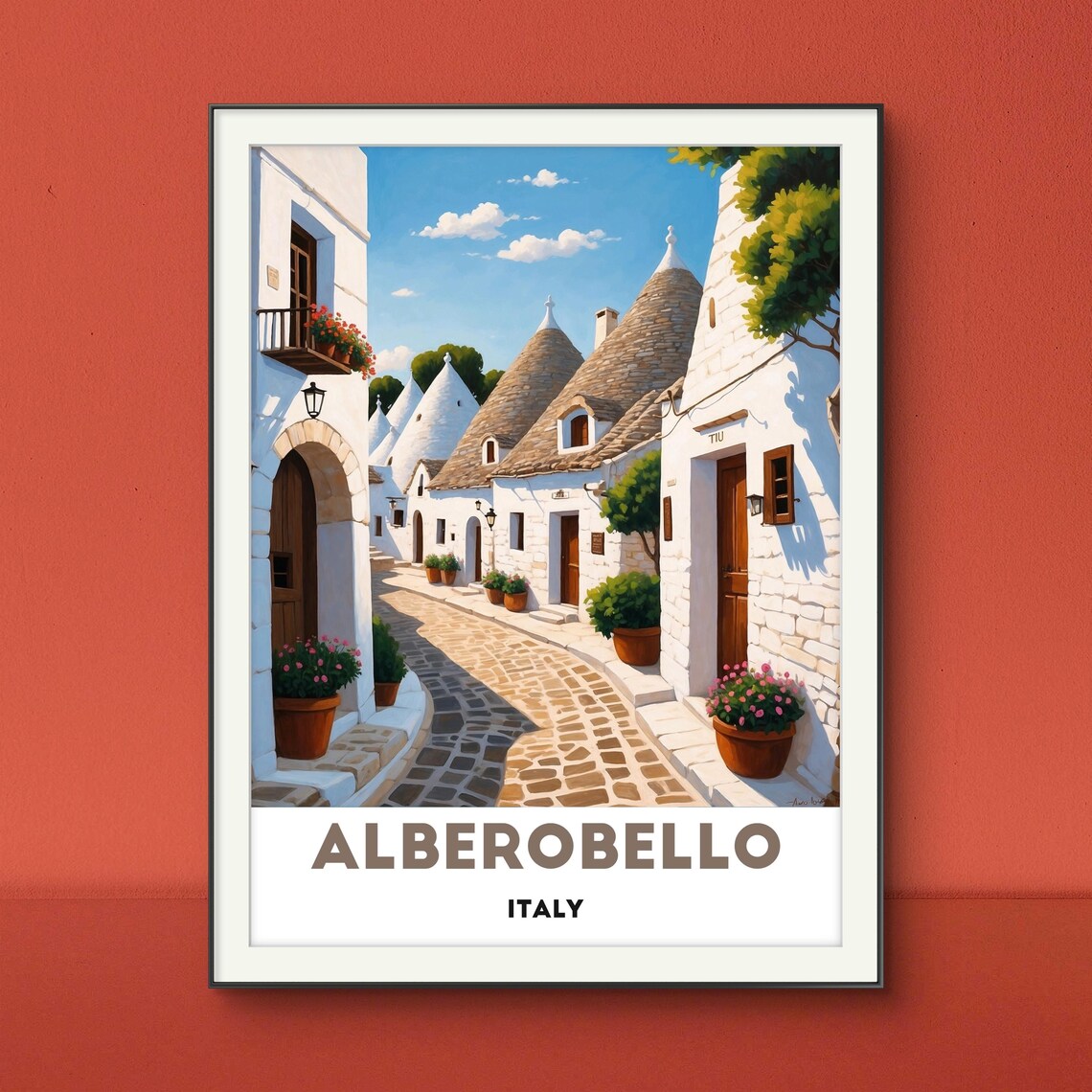 Alberobello Italy Trulli Stone Huts Charming Street Painting Poster