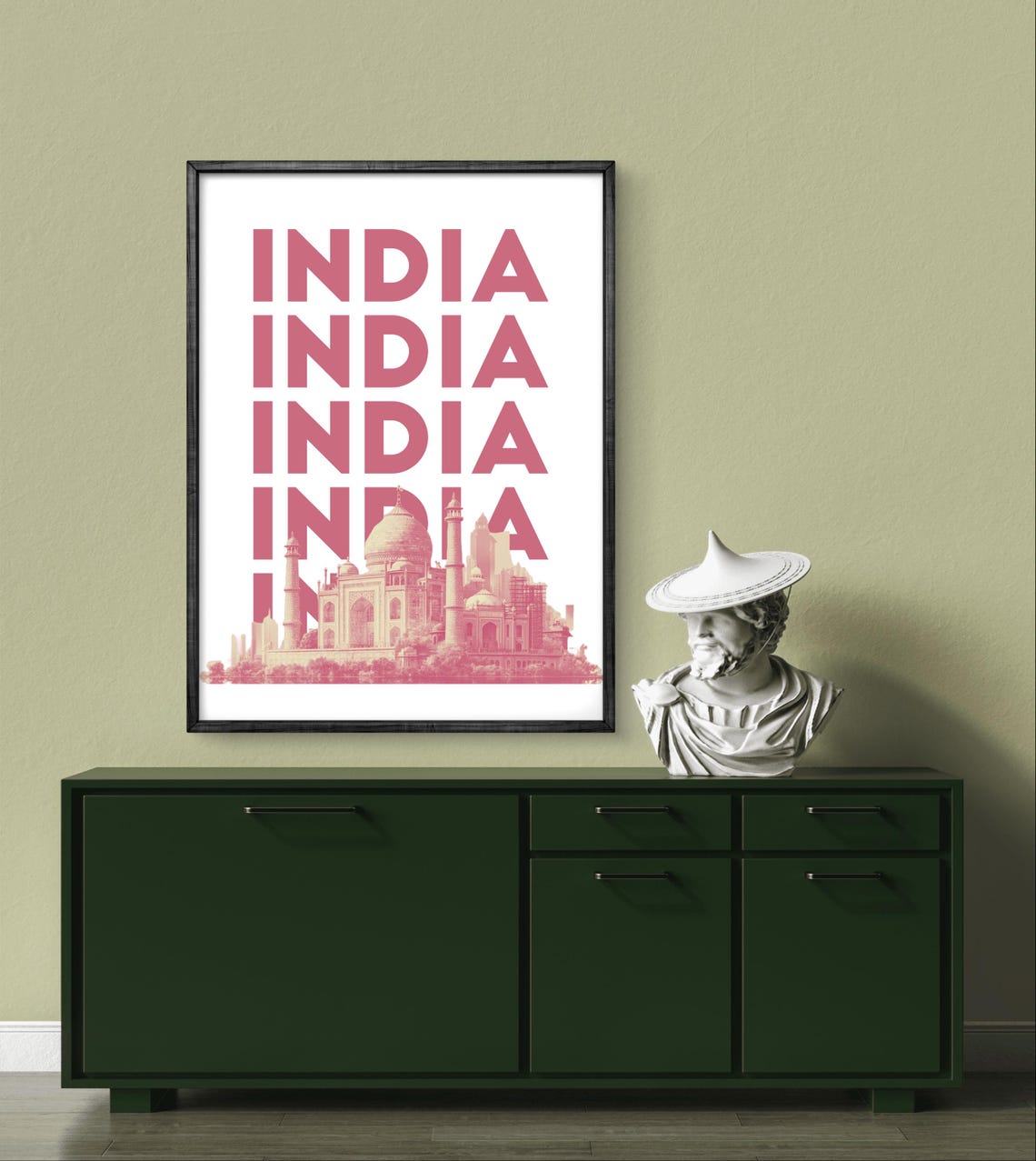 India Taj Mahal Poster Modern Travel Art Print In Bold Pink Tones - Image 2