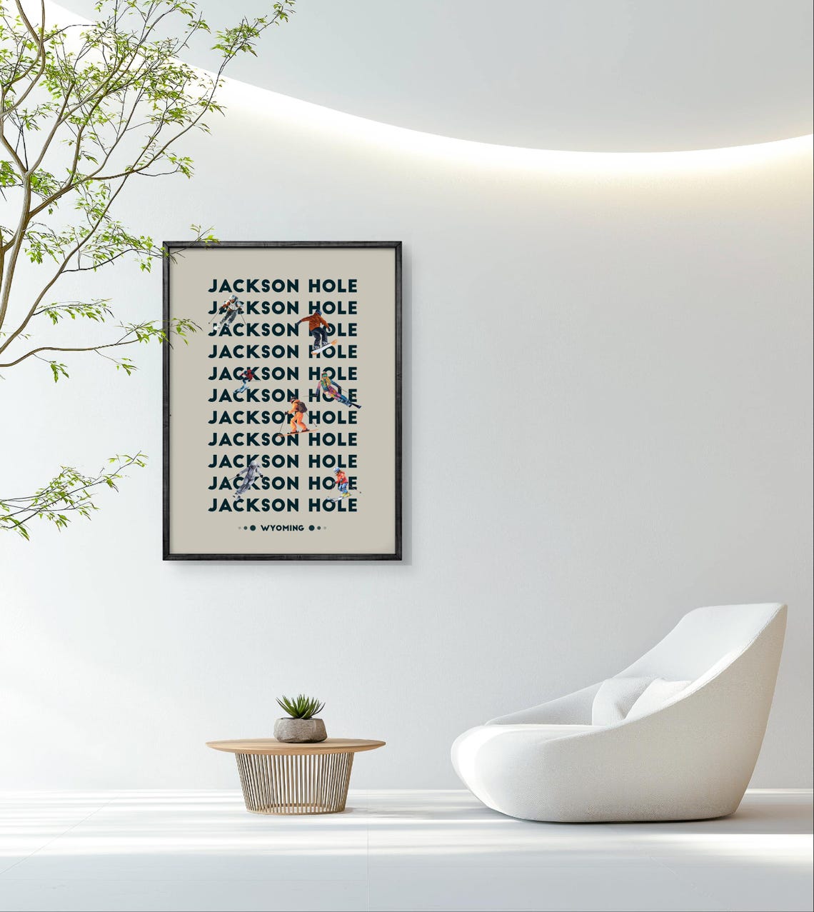 Jackson Hole Ski Poster Modern Wyoming Wall Art Minimalist Winter Sports Decor - Image 3