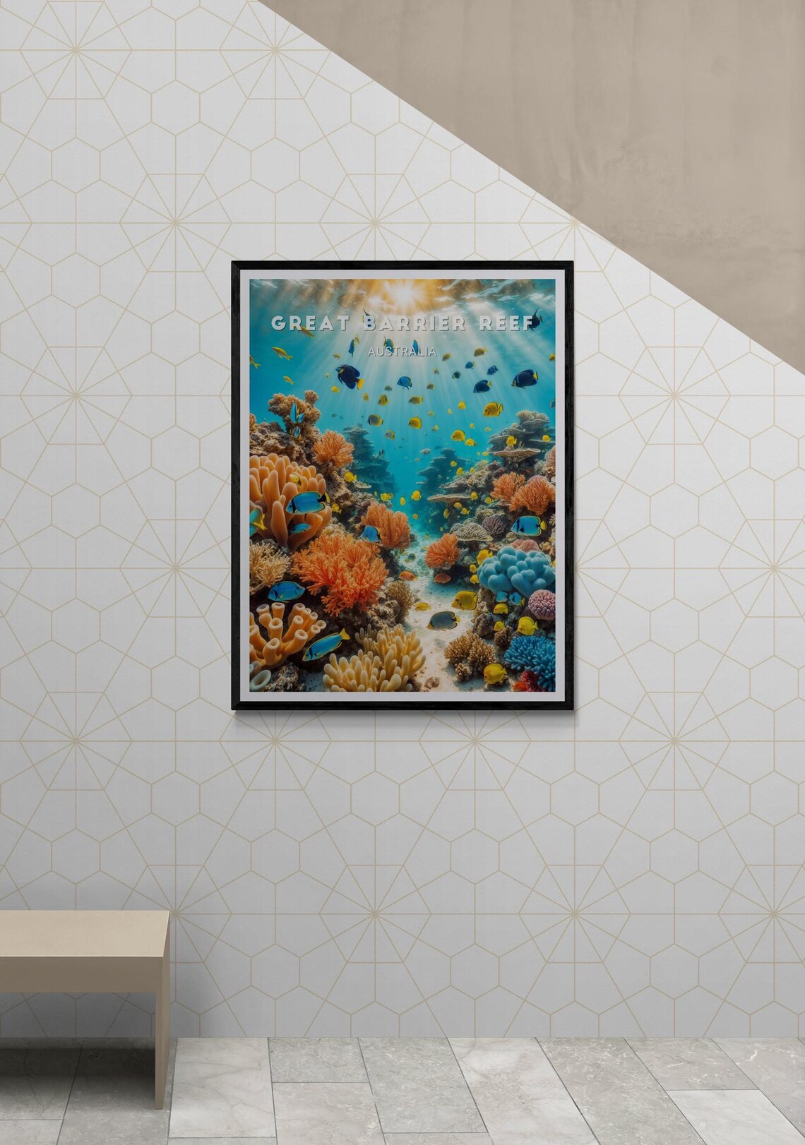Great Barrier Reef Underwater Coral Fish Sunlight Australia Poster - Image 3