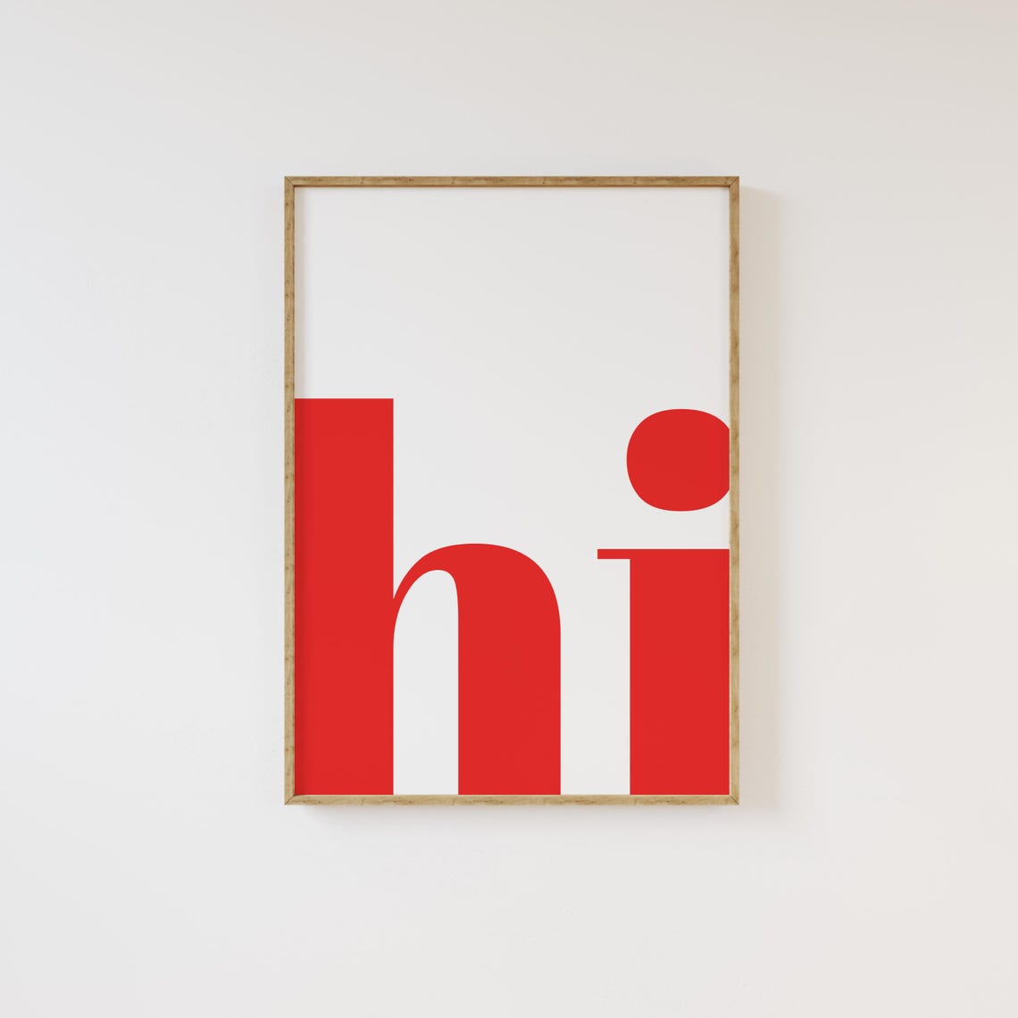 Hi Bold Red Typography Minimalist Modern Print Gift Entryway