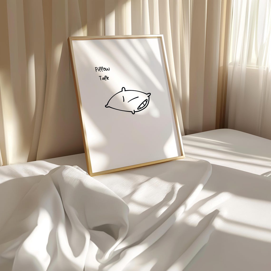 Pillow Talk Quirky Line Art Minimalist Bedroom Print Funny Gift - Image 3