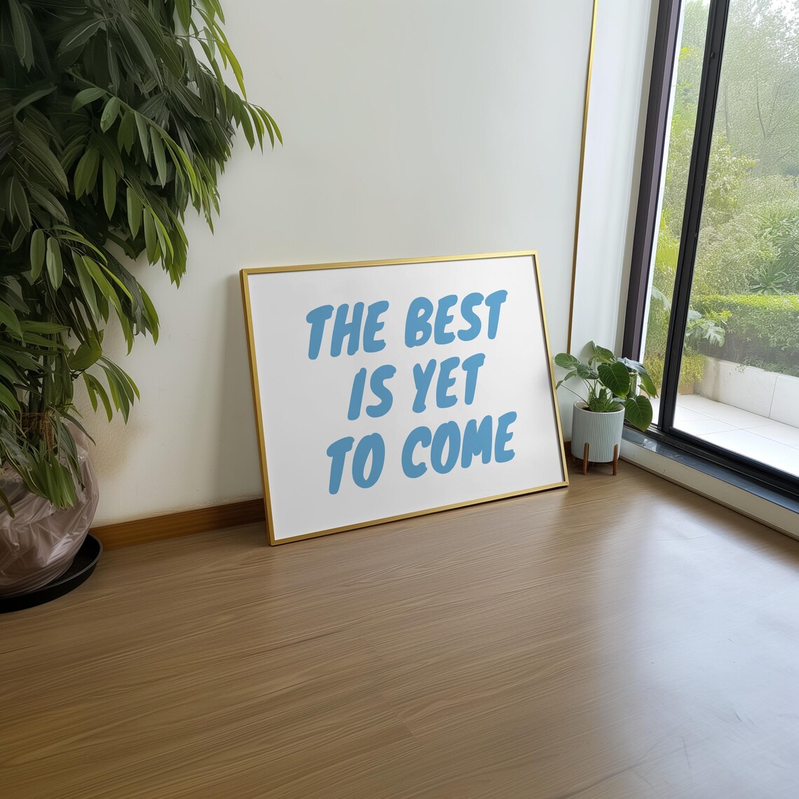 The Best Is Yet To Come Blue Retro Hopeful Quote Saying Wall Art - Image 3