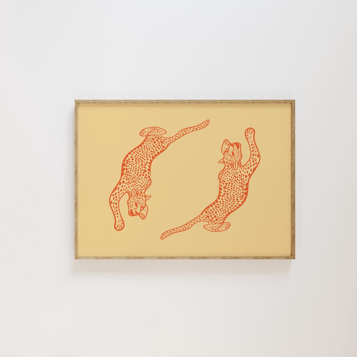 Playful Orange Leopards Preppy Animal Print Horizontal Decor