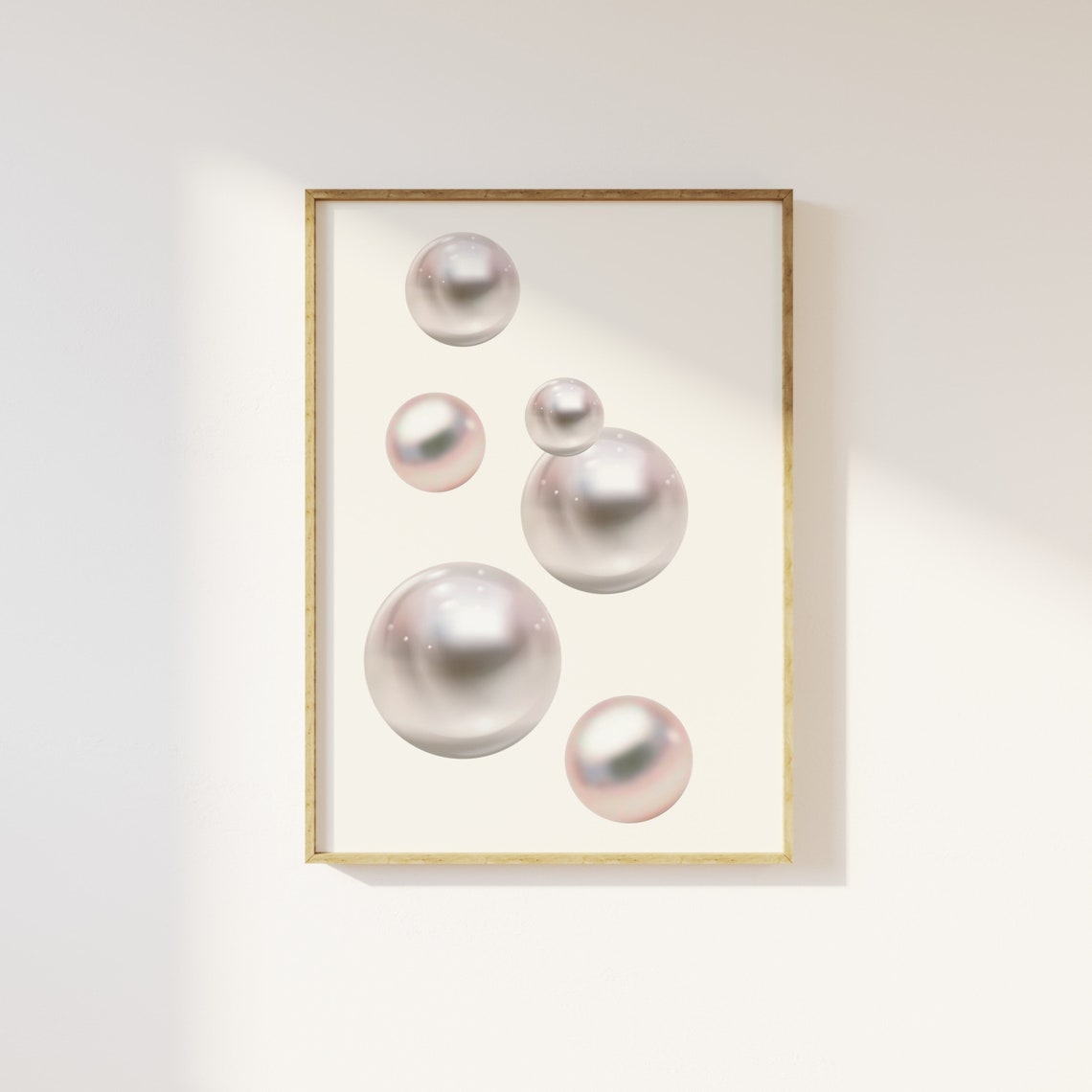 Pink Pearl Orbs Iridescent Bubbles Dreamy Minimalist Wall Poster - Image 3