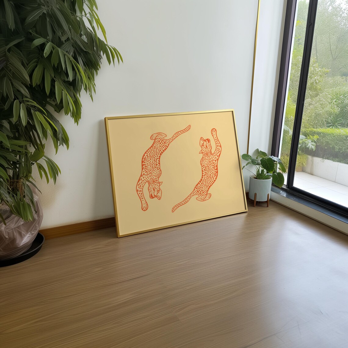 Playful Orange Leopards Preppy Animal Print Horizontal Decor - Image 2