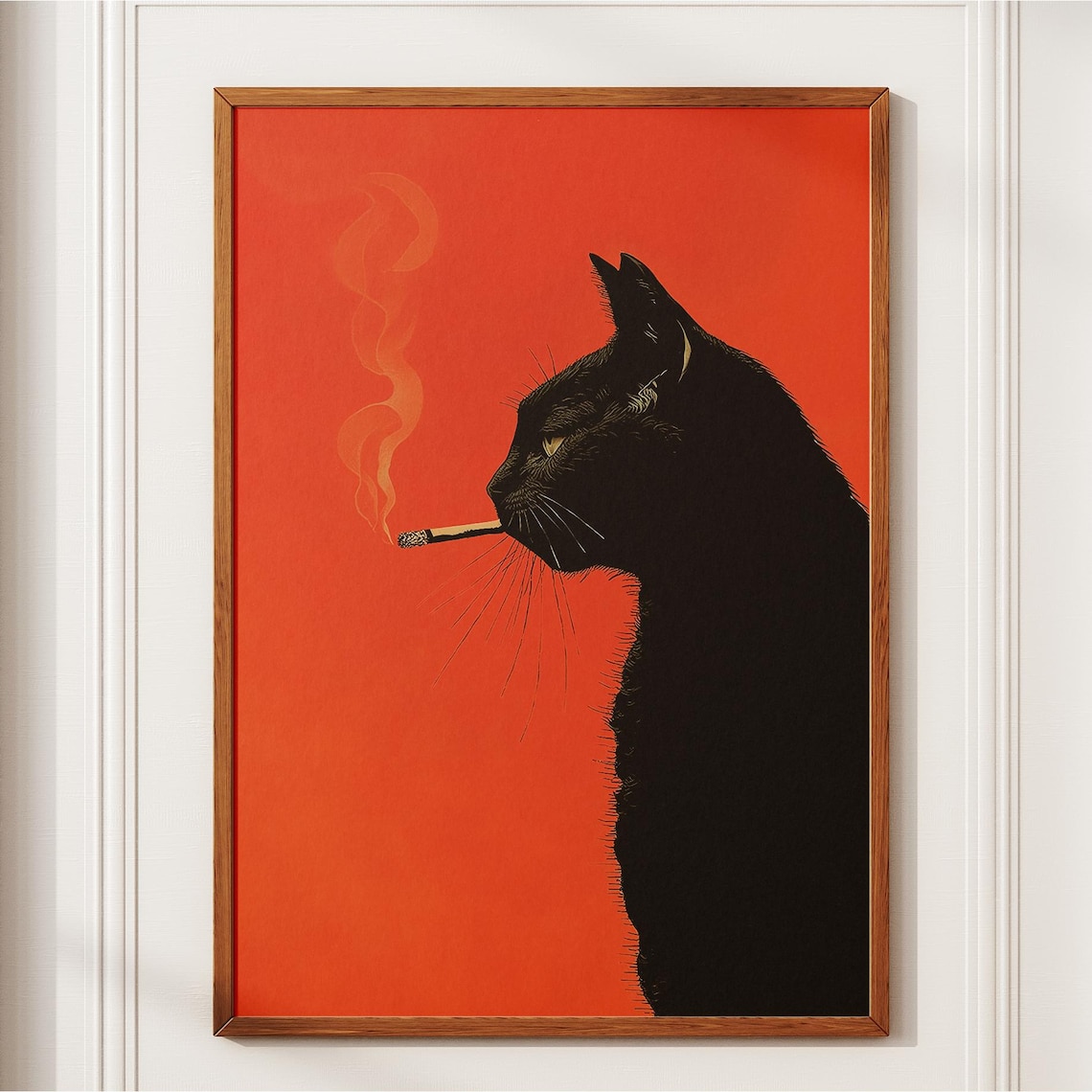 Black Cat Smoking a Cigarette Vintage Poster Print