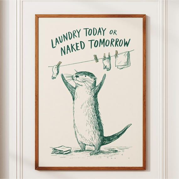 Funny Otter Laundry Room Humorous Wall Art Print