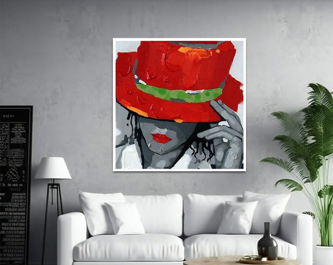 Art Of Woman In Red Hat Woman In Red Hats Beautiful Girl Art Red Hats Wall Art