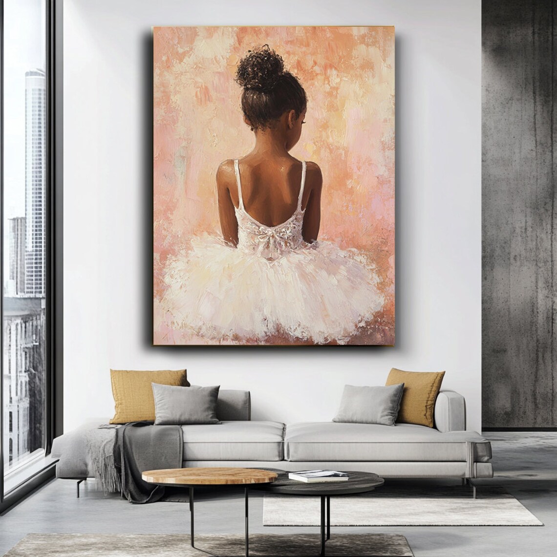 Little Ballerina Back View White Tutu Dreamy Ballet Girl Room Wall Art - Image 4