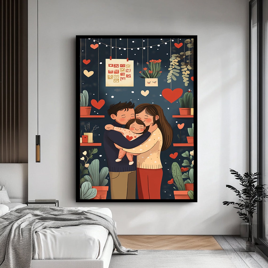 Family Hug Print Love And Family Print Heart Warming Artwork Of Parents And Children In A Loving Embrace Family Gifts - Image 4