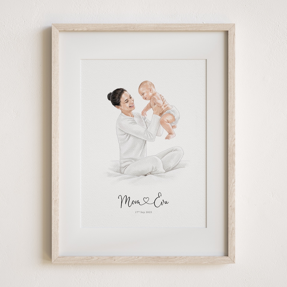 New Baby And Mom Hand Drawn Custom Portrait Art For Mothers Day Mum Birthday Gift Nana Gift For New Grandson Or Granddaughter