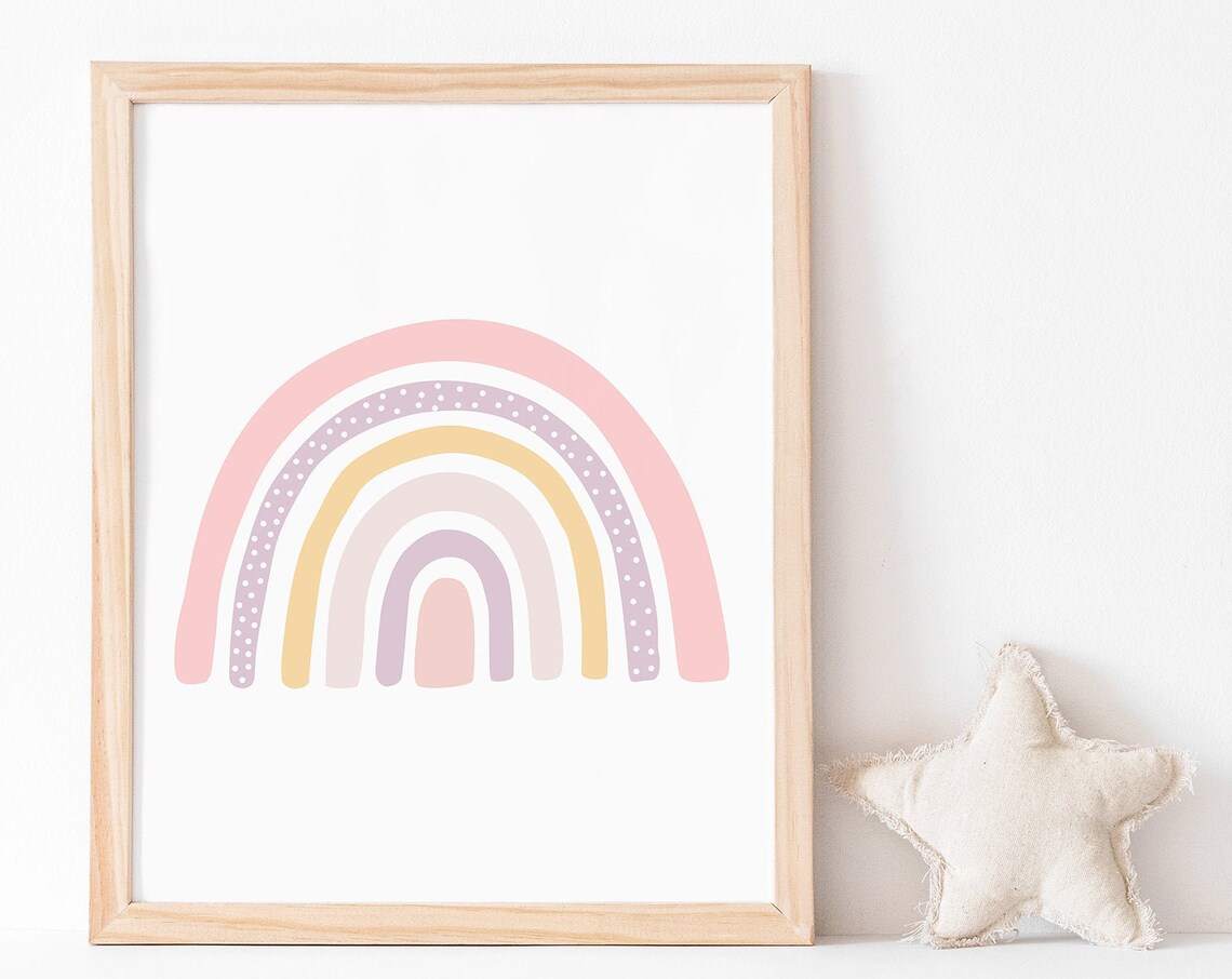 Girls Rainbow Art Print, Pink Room Decor