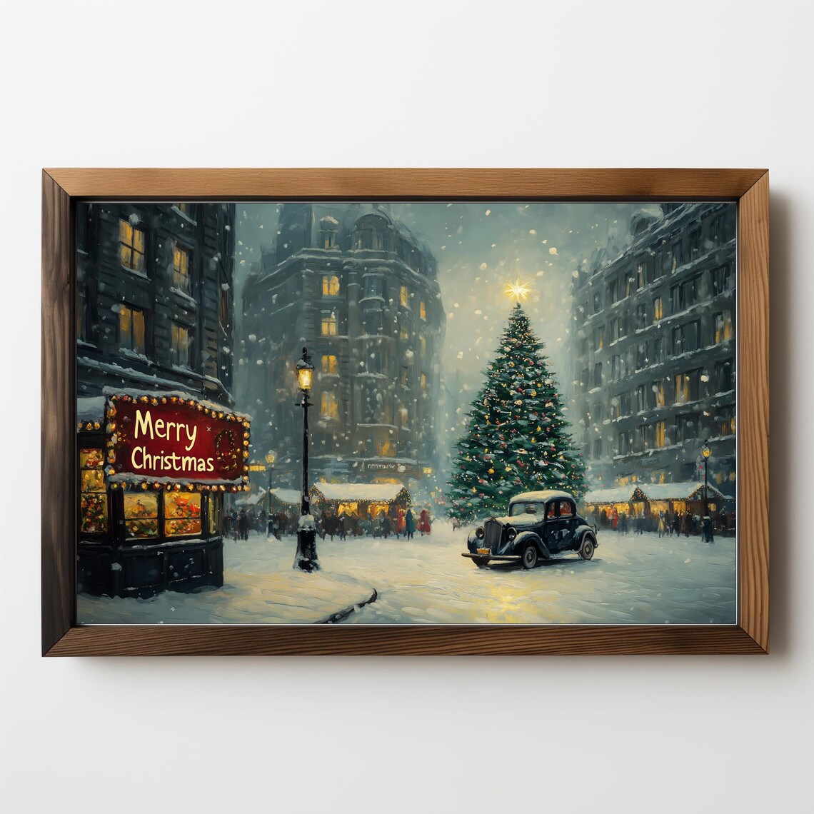 Vintage Christmas Town Art Print, Farmhouse Decor - Image 5