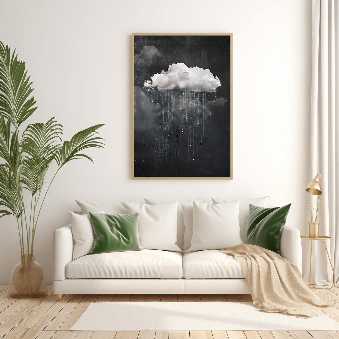 Dark Rain Cloud Painting Moody Black Storm Cloud Dramatic Sky Wall Art - Image 2