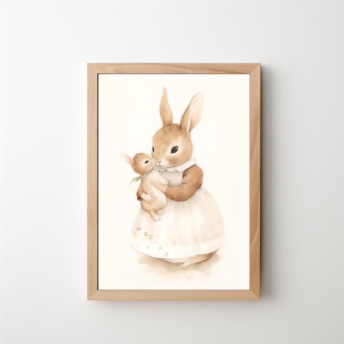 Mama Rabbit Holding Baby Bunny Vintage Nursery Kids Wall Art Poster - Image 5