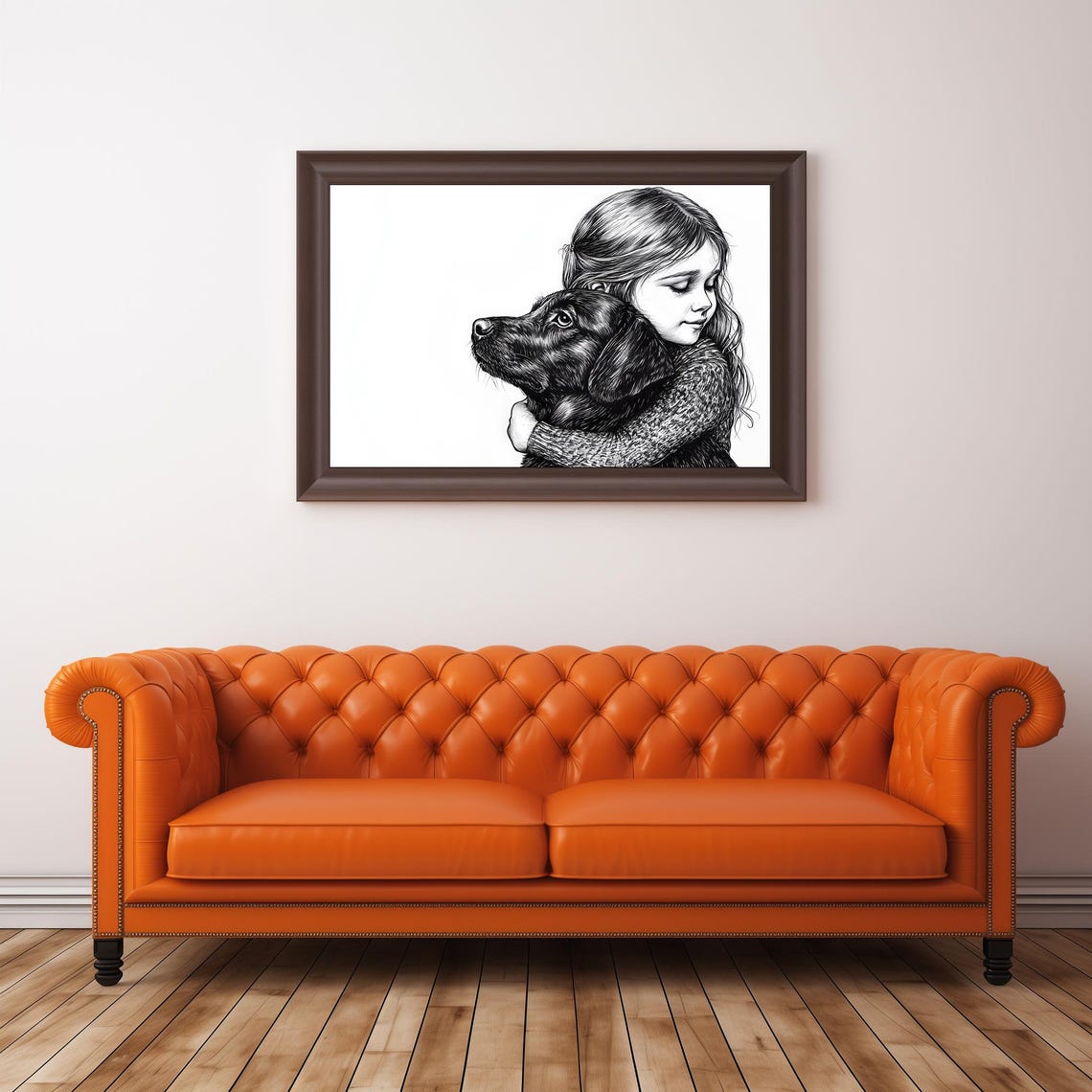 Girl And A Dog Vintage Print Dog Wall Art Dog Drawing Farmhouse Wall Decor Countryside Wall Art Dog Love Gift 436 - Image 2