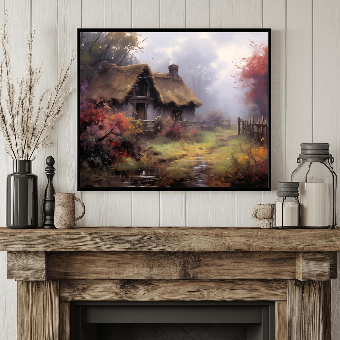 Vintage Fall Cottage Landscape Art Print, Cottagecore - Image 3