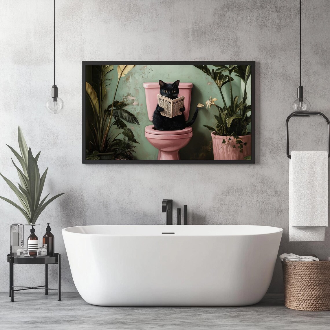 Bathroom Cat Funny Bathroom Decor, Toilet Poster - Image 4