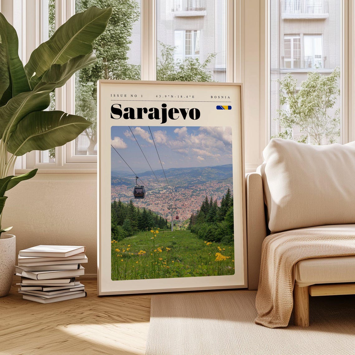 Sarajevo Bosnia Cable Car Scenic Mountain Valley City View Poster