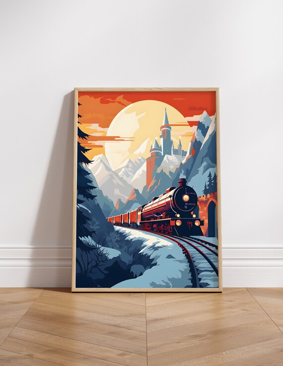 Magic School Express Snow Wizard Poster Gallery Wall Print Art Potter Art Magical School