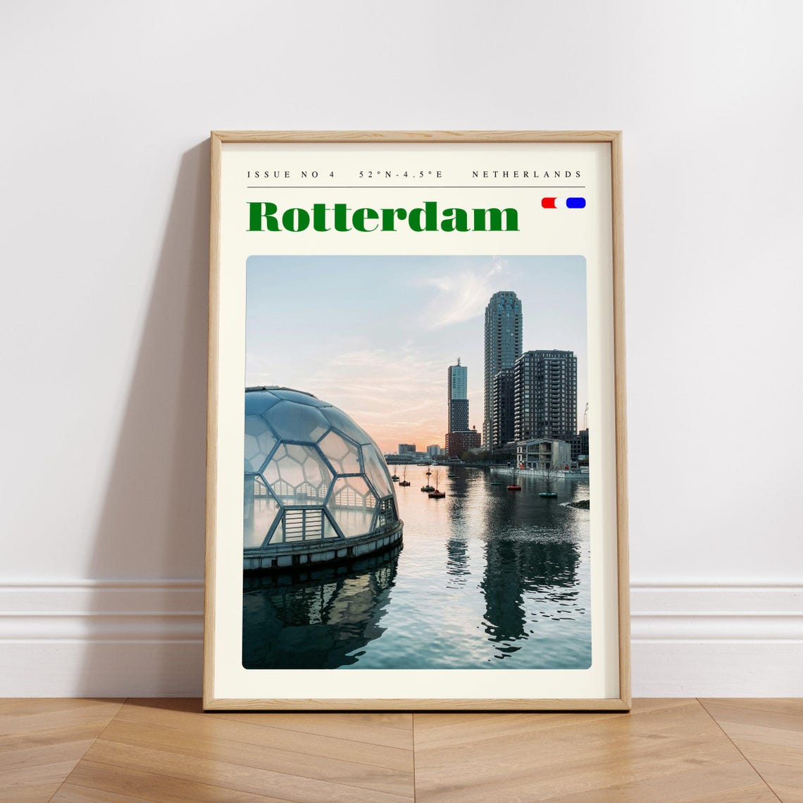 Rotterdam Netherlands Modern Harbor Skyline Sunset Water Poster - Image 3