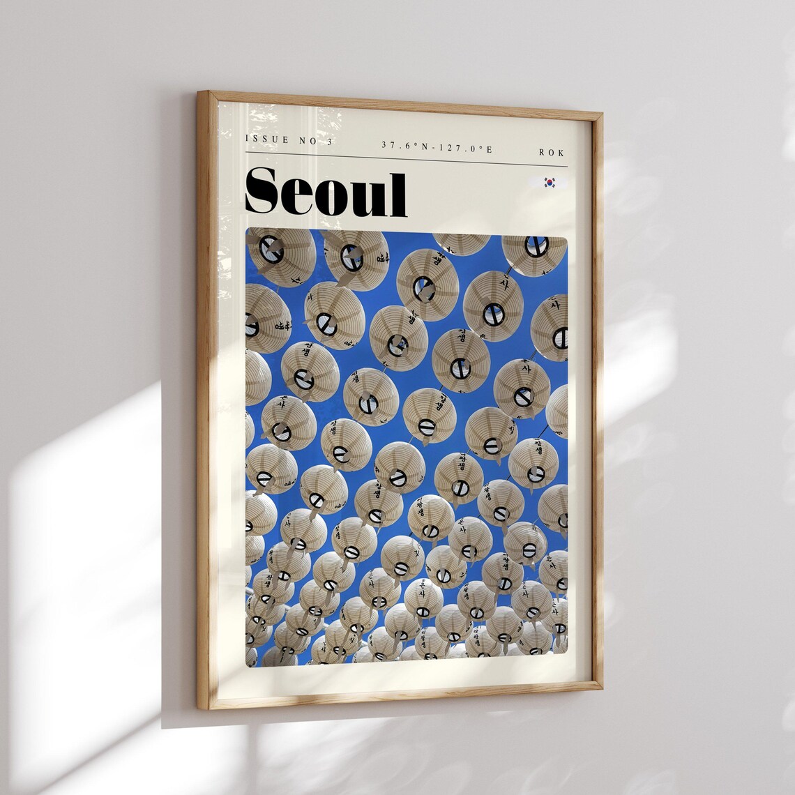 Seoul South Korea Paper Lanterns Festival Blue Sky Travel Poster - Image 2
