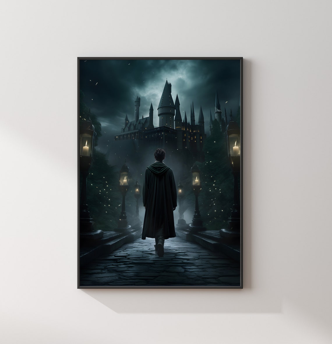Night Wizard Lantern Bridge Castle Dark Fantasy Movie Poster - Image 2
