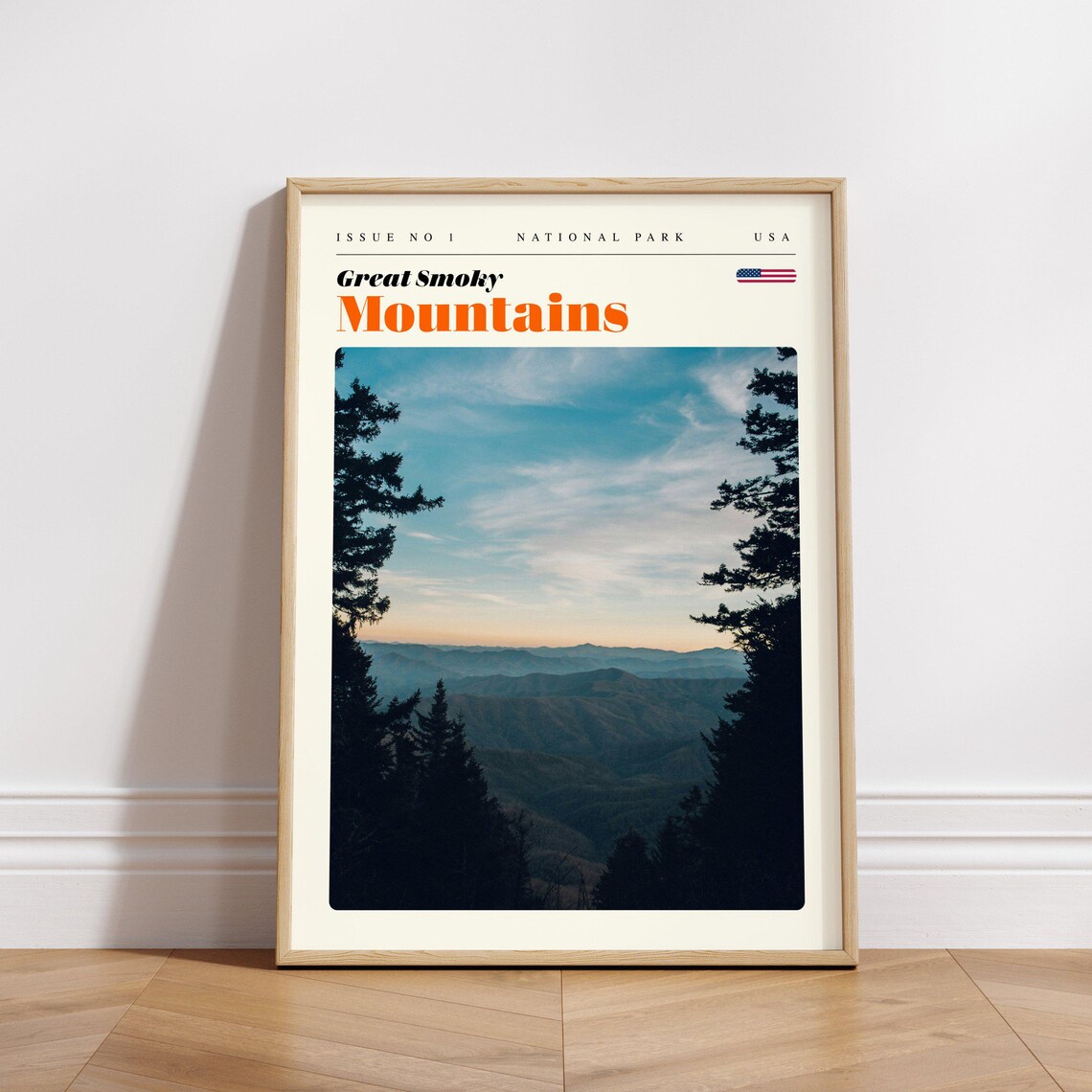 Great Smoky Mountains Sunset Ridges National Park Retro Travel Poster - Image 3