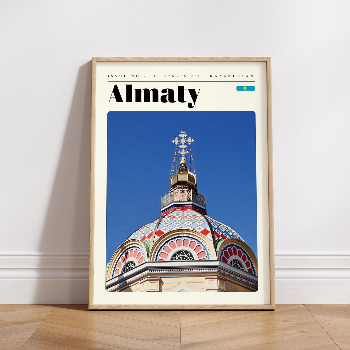 Almaty Kazakhstan Colorful Cathedral Dome Blue Sky Travel Poster - Image 3