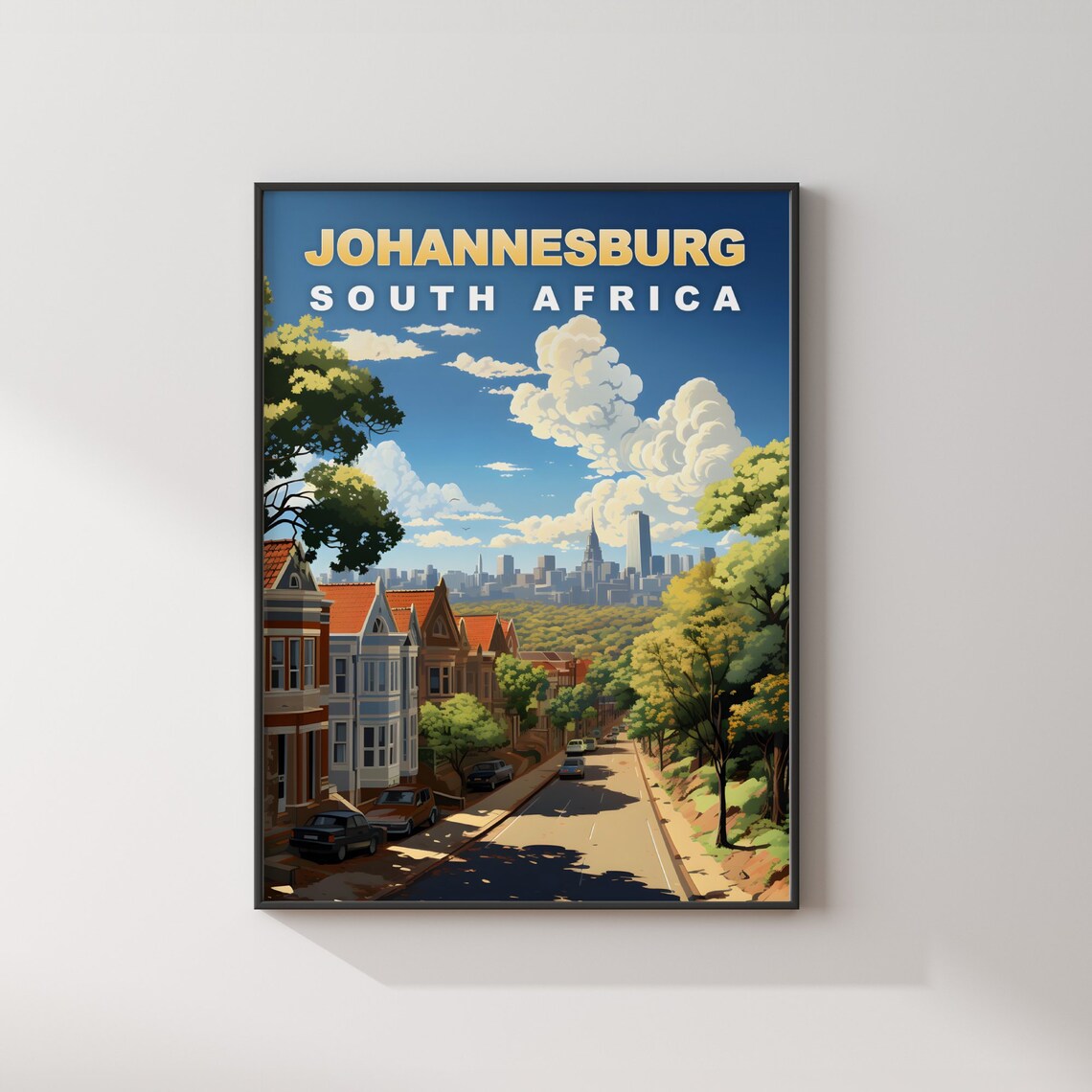 Johannesburg South Africa Leafy Suburb Street View Travel Poster - Image 2