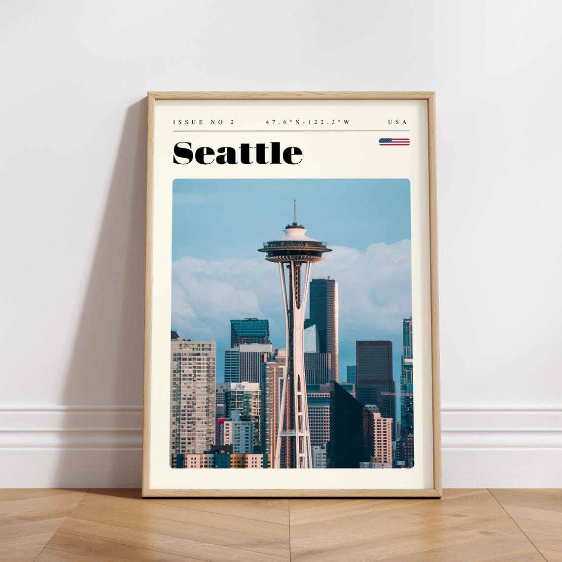 Seattle USA Vintage Travel Poster Space Needle Downtown Skyline - Image 3