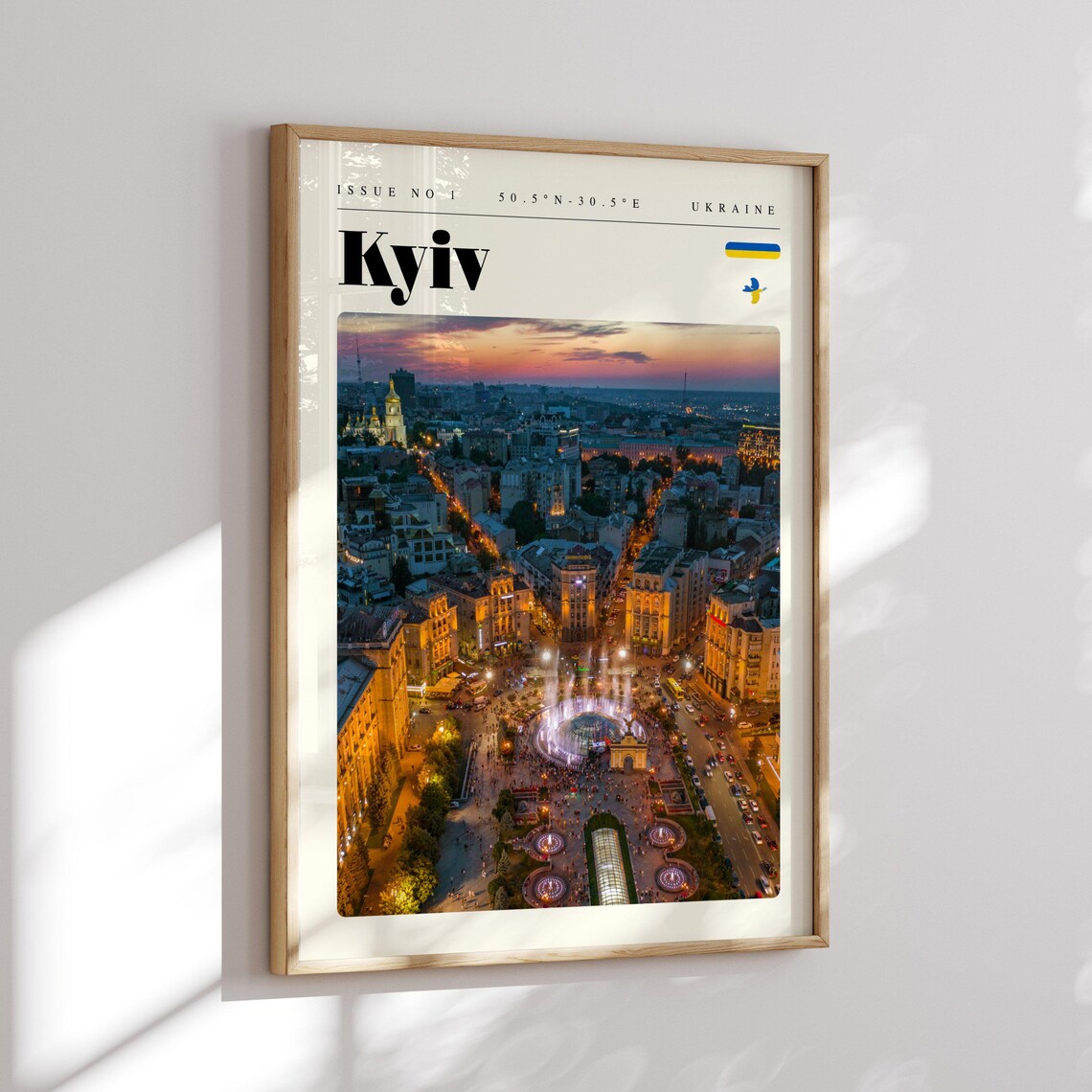 Kyiv Ukraine Maidan Square Independence Dusk City Lights Travel Poster - Image 2