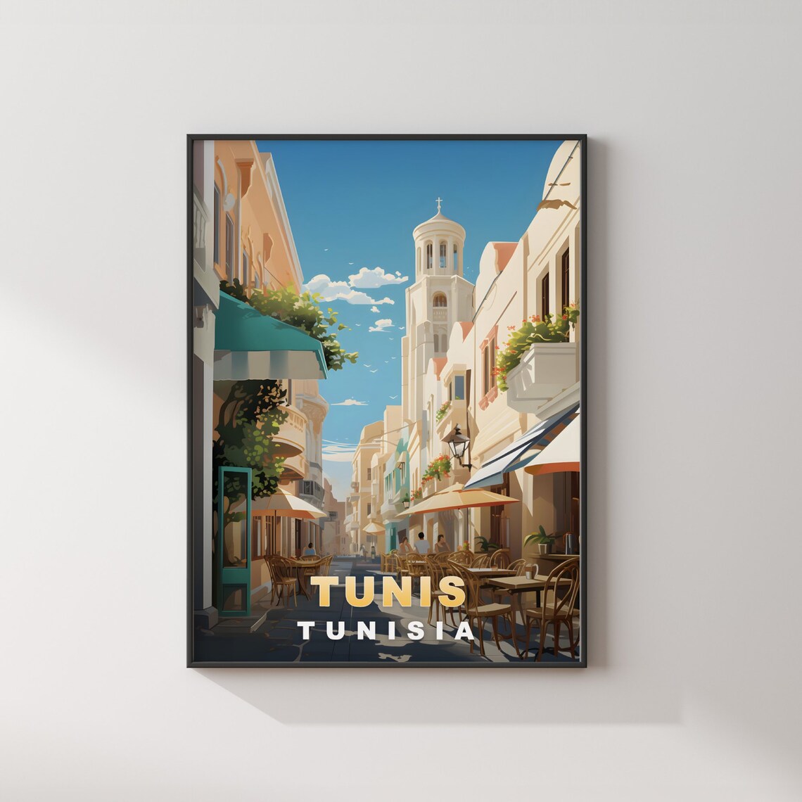 Tunis Tunisia Old Town Cafe Street Vintage Style Travel Poster - Image 2