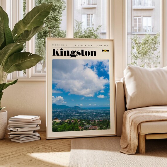Kingston Jamaica Blue Mountains Grand City Panorama Travel Poster
