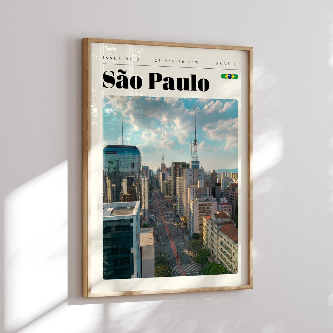 Sao Paulo Brazil Avenida Paulista Aerial Modern Travel Poster - Image 2